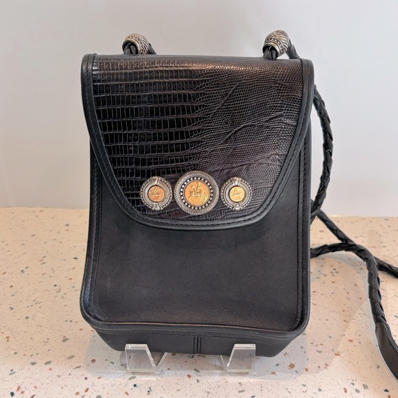 VTG‎ Brighton Leather Crossbody Bag with Horse Embellishment and Braided Strap - Picture 4 of 16
